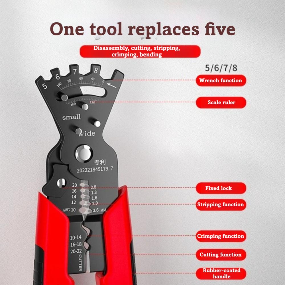 Red Handle Wire Stripping Pliers Automatic Precision Manual Bending Tool For Terminal Crimp