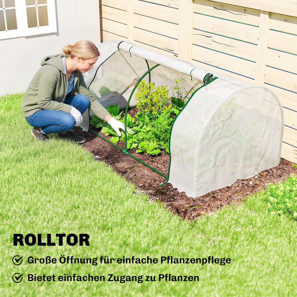 Greenhouse with PE Mesh Film, Winter-Proof Film Greenhouse Made of Steel, Hothouse, 200 x 100 x 80 cm, White