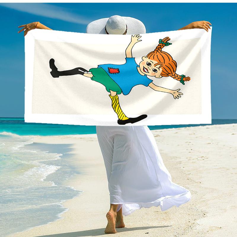 1pc Pippi Longstocking1 Beach Towel, Comfortable and Thick, and Swimming/Bath/Picnic/Camping Towel, Suitable for Seaside Beaches