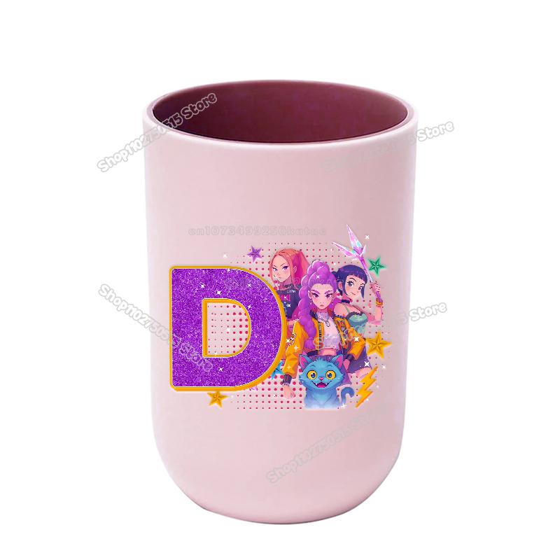 KPop Demon Hunters Letter A-Z Kids Toothbrush Cup Rumi Mira Zoey Girl Washing Mouth Mugs Water Cup Bathroom Toothbrush Holder