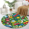 Colorful Pop Art Comic Style Collage Print round rug, living room, bedroom, playroom carpet, non slip floor mat, gift