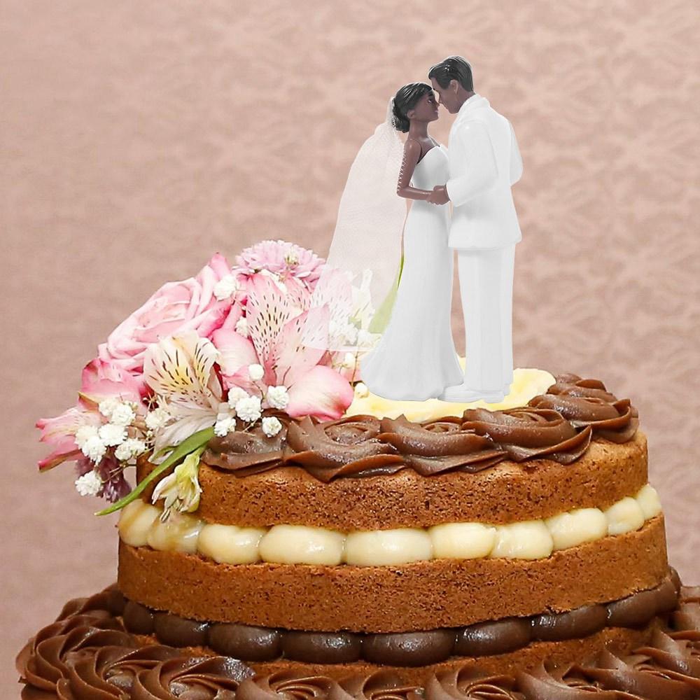 White/Black Couple Wedding Cake Topper Bride & Groom Figurines Bridal Shower Decoration