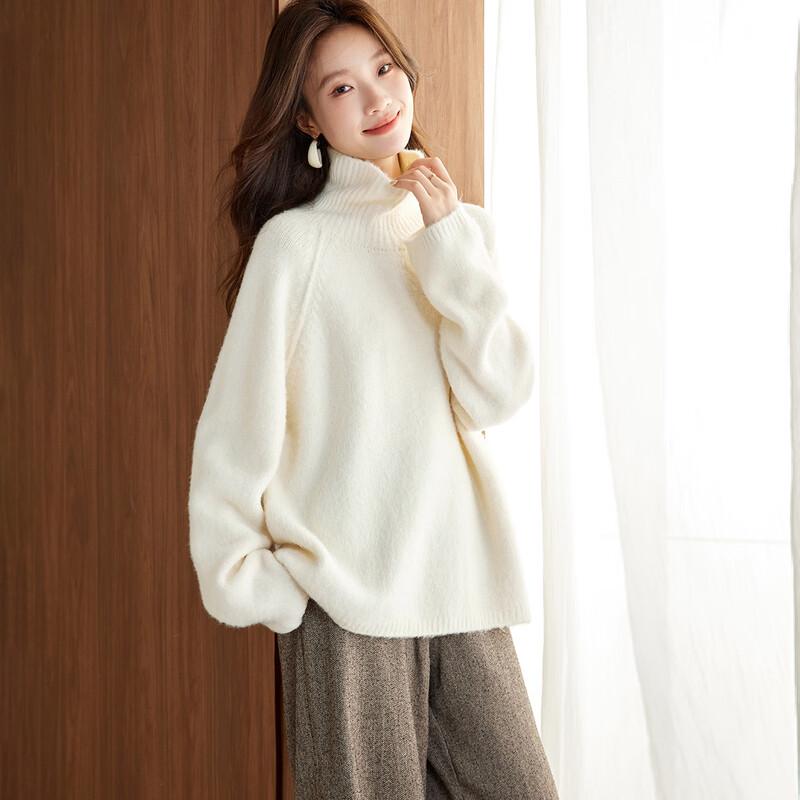 Srcr Women's Wool Blend Heavy Knit High-Neck Sweater