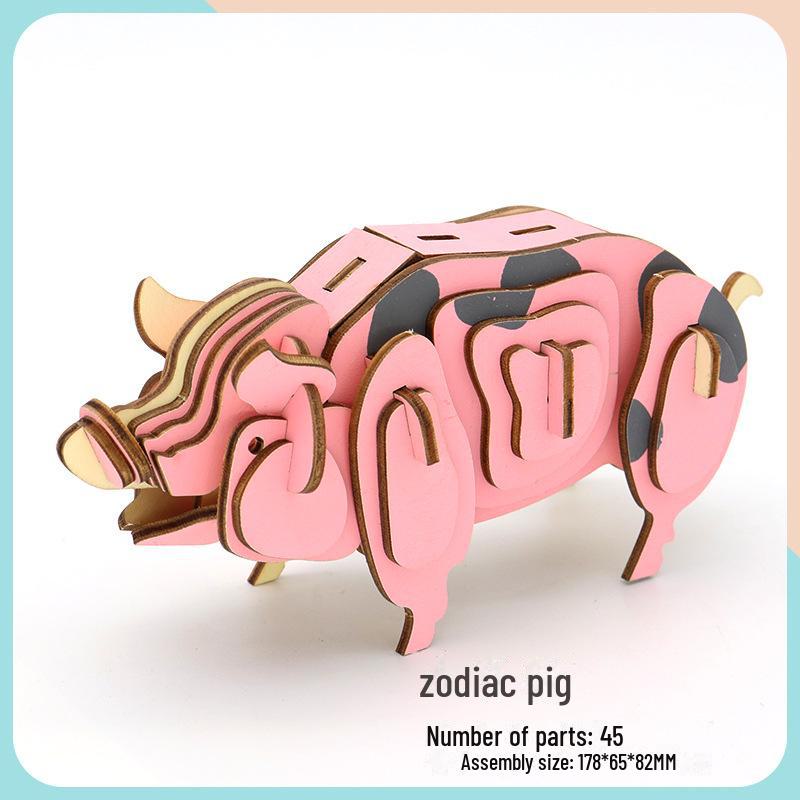 Милые животные DIY 3D деревянная головоломка для детей