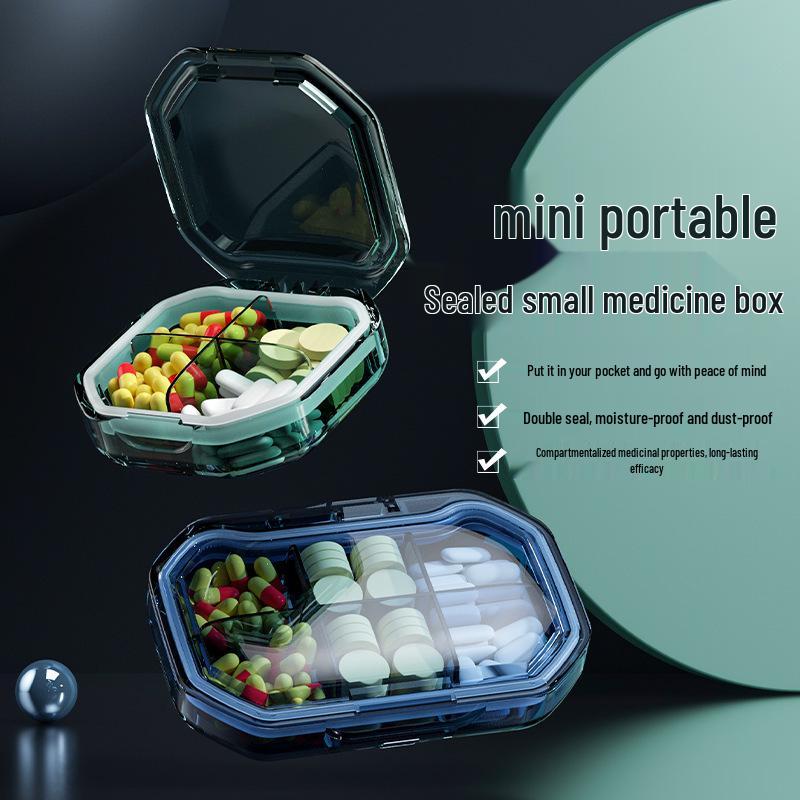 Compact Moisture-Proof Travel Pill Organizer: Sealed Silicone, Weekly Compartments for Tablets & Capsules