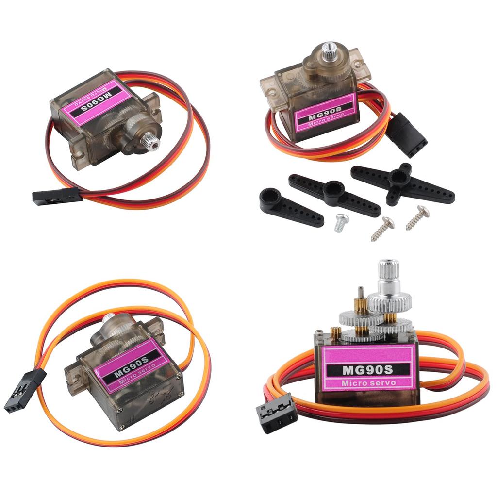 RCmall 4pcs MG90S Servo, Full Metal Gear 9g Micro Servo Upgrade SG90 Servo 180 Degree for Smart Car Robot Arm RC Model (Mechanical Limitations Apply)