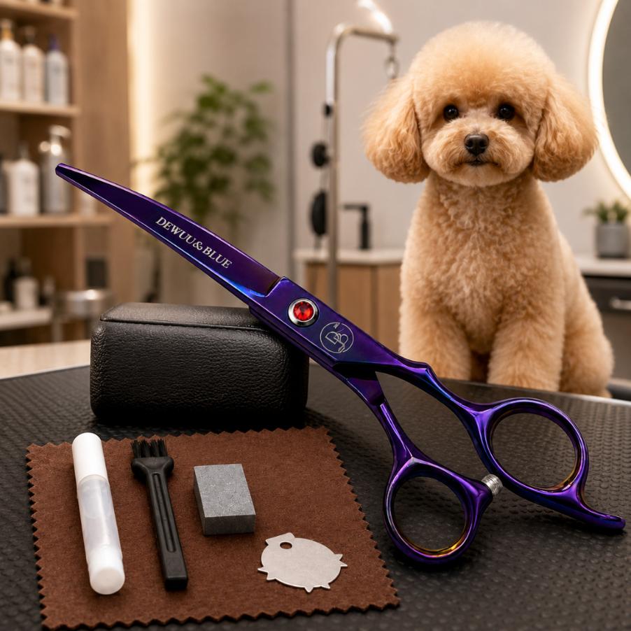 Curved Grooming Scissors 7.0 For Dog Cat Salon Dewuu&Blue