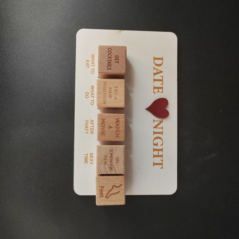 Date Night Dice Wooden Game For Couples With Printed Board Valentine Gift