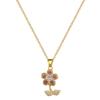Leaf Five-Petaled Flower Light Luxury Temperament Gorgeous Full Diamond Necklace Female Versatile Collarbone Chain Titanium Steel Chain