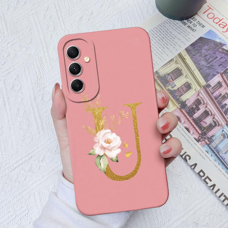 Чехол для телефона Samsung Galaxy A34 A33 A32 Элегантный Розовый Буква Мягкий Жидкий Силикон Квадратная Задняя Крышка Для Samsung A 34 33 32 Оболочка