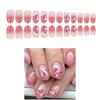 24 шт. Накладные ногти Персиковые цветы Простые искусственные ногти Блестящие Полное покрытие Наклейки для ногтей Короткие Круглые Накладные ногти