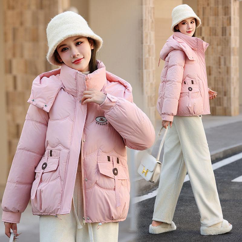 Женская зимняя новая куртка с хлопковым наполнителем, короткая, со съемным капюшоном, свободная и тонкая, куртка с хлопковым наполнителем, утолщенная куртка с хлопковым наполнителем, куртка