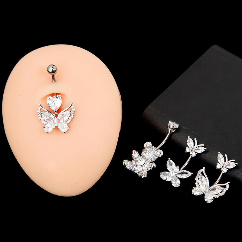 Милое кольцо в виде медведя-бабочки для пупка, кольцо для женщин и девочек, изысканное сексуальное кольцо для пирсинга пупка, пирсинг, ювелирные изделия, подарки