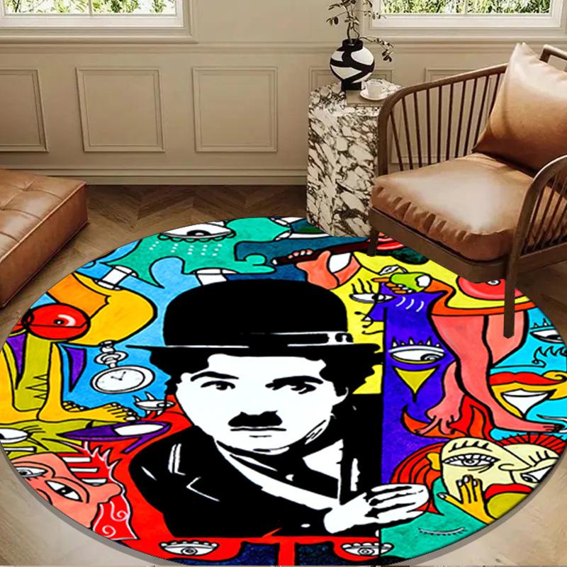 Silent Laughter Charlie Round mat, Anti-slip Circle Carpet Chair rug For livingroom,Bedroom, doormat home decor Gift Christmas Gifts