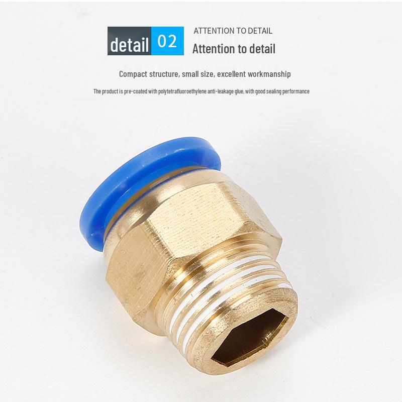 Copper Pneumatic Quick Connector for Air Pipes - External Thread Straight Fitting