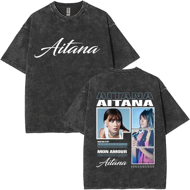 Hot Sale Aitana Album Tour Poster Tshirt Unisex Women HighStreet Pop Fashion Summer New Tees Vintage Washed Cotton Oversized Tops