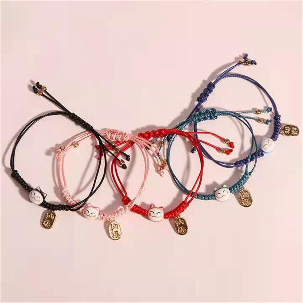New Gifts Cute Lucky Cat Bracelet Couple Bangles Colorful Rope Handmade