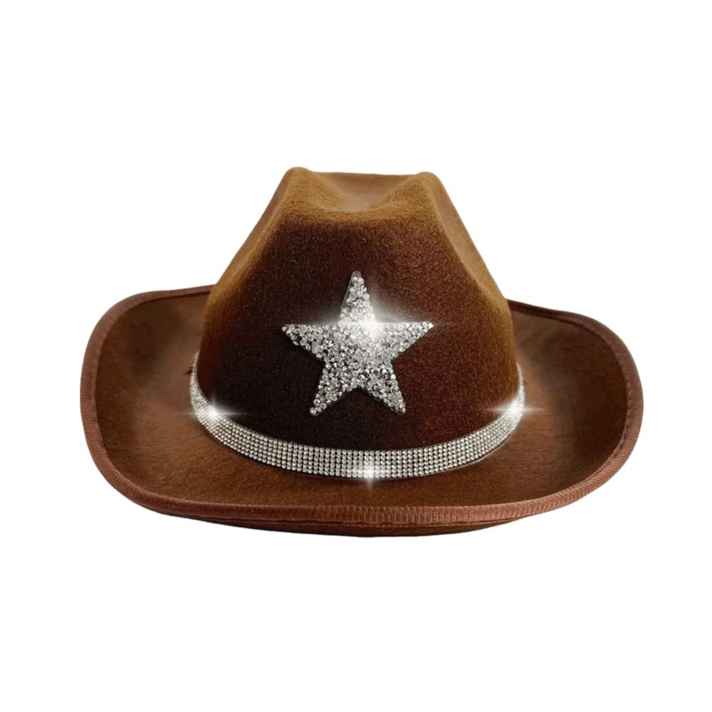 Rhinestone Summer Sun Hat Sparkling Kids Bucket Hat Cool Western Cowboy Hat  Dress-Up