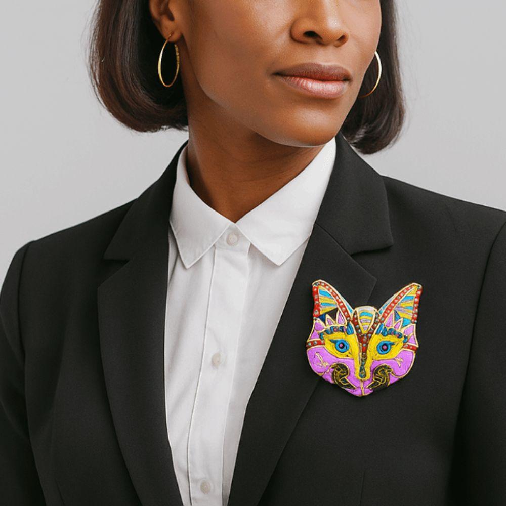 Стразовая кошка Эмалевая брошь Ювелирные аксессуары Винтажная булавка на воротник Модная брошь с капельной эмалью Повседневная