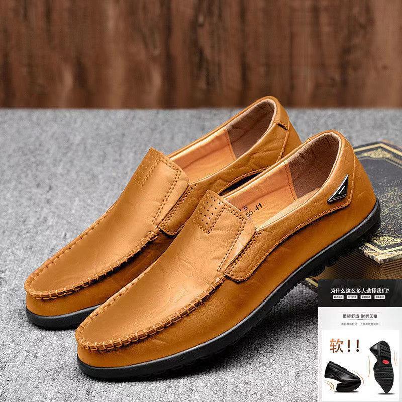 New Autumn Men's Leather Shoes Lightweight Breathable Casual Shoes Breathable Trendy Men's Shoes British Style Business Leather Shoes