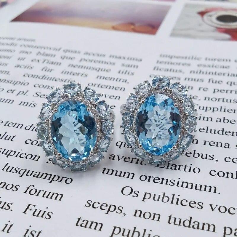 Sace Gems 925 Sterling Silver Sky Blue Topaz Gemstone Rings for Women Engagement Cocktail Party Fine Jewelry