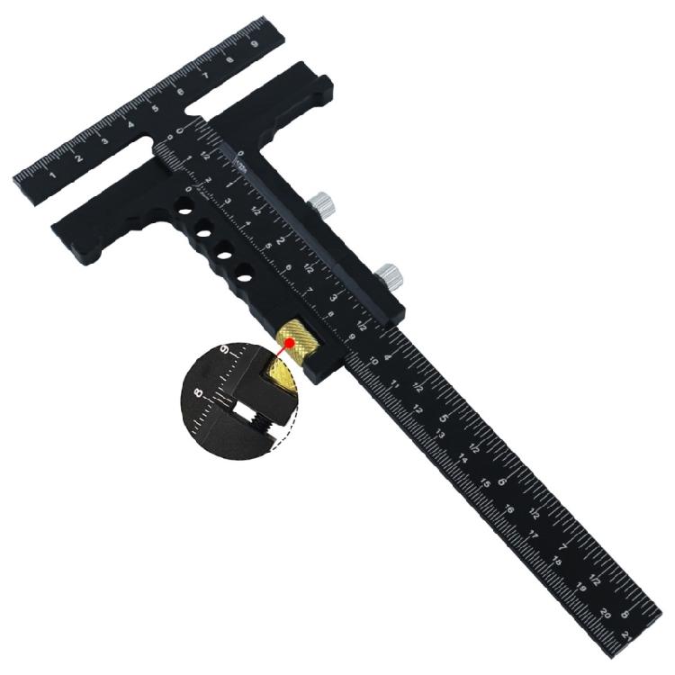 Woodworking T Ruler Scriber Gauge Carpentry Scriber Aluminum Sliding Scribing Ruler Multifunctional Measurement Tool