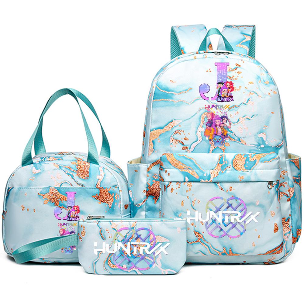 3Pcs/set Anime English Letter A-Z Printed Backpack Handbag Pencil Case for Teenager Student Girl Boy Bookbag Travel Bag Kid Gift