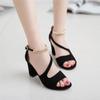 Fashion Summer Fish Mouth Fashion Chunky Sandals Women's Medium with A Line Buckle Network Red Casual Women's High Heels