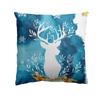 Home Decoration Christmas Blue Elk Plant Pillow House Polyester Cushion Cushion Decoración Navideña Funda De Almohada