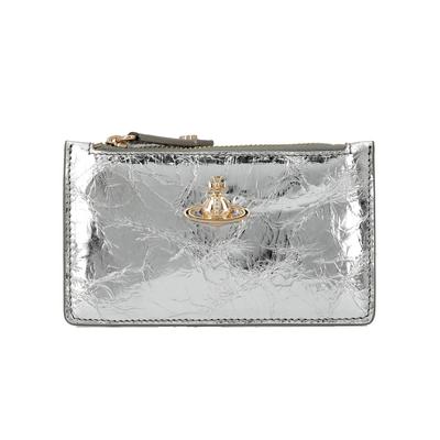 Vivienne Westwood Металлический мятый тонкий длинный кошелек-кардхолдер на молнии 54020004w L00a7 Q401