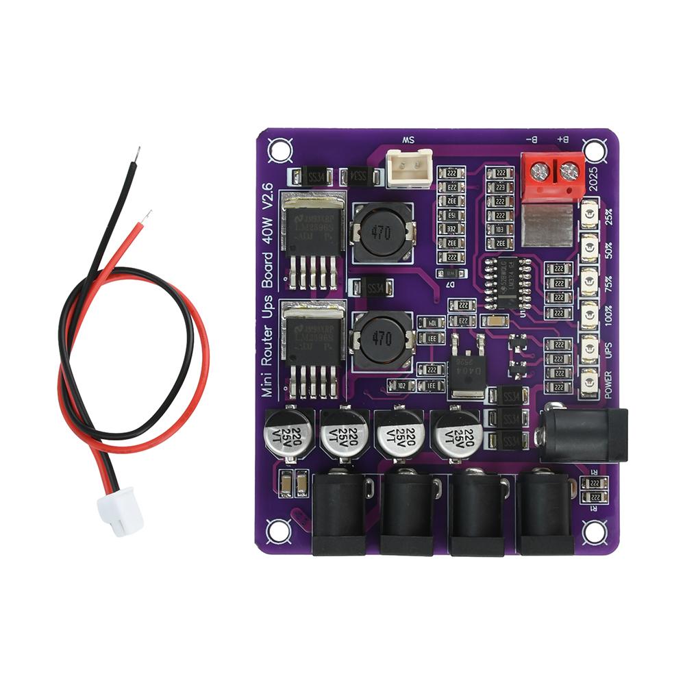 40W Uninterruptible Power Supply Module 4-Channel Output Battery Charging Board Mini Router UPS Power Module Battery Indicator