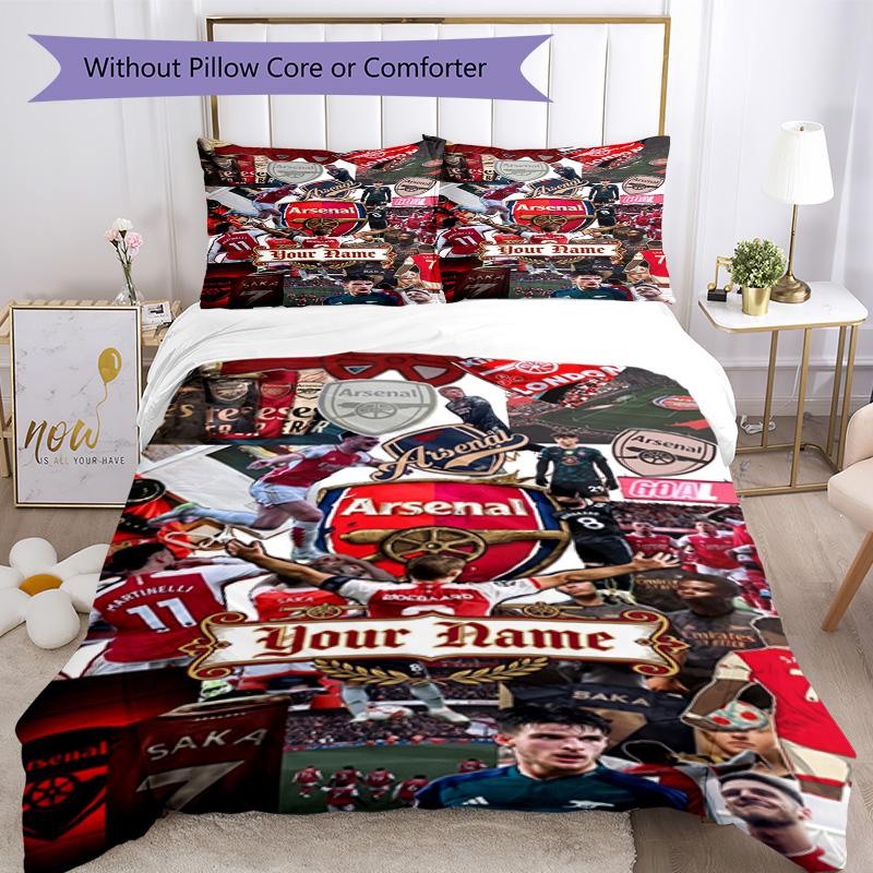 Arsenal Football Player Customizable Name Bed Sheet Set Design for Decorate room Soft Bedding Home Decor Gift for Festivals