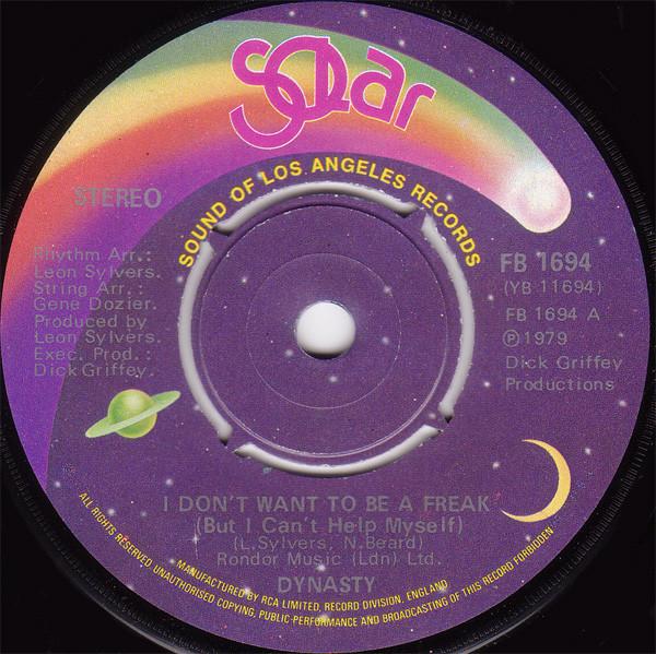 7-дюймовая пластинка DYNASTY I Dont Want To Be A Freak But I C FB1694 Solar 1979 UK SoulFunk Б/у