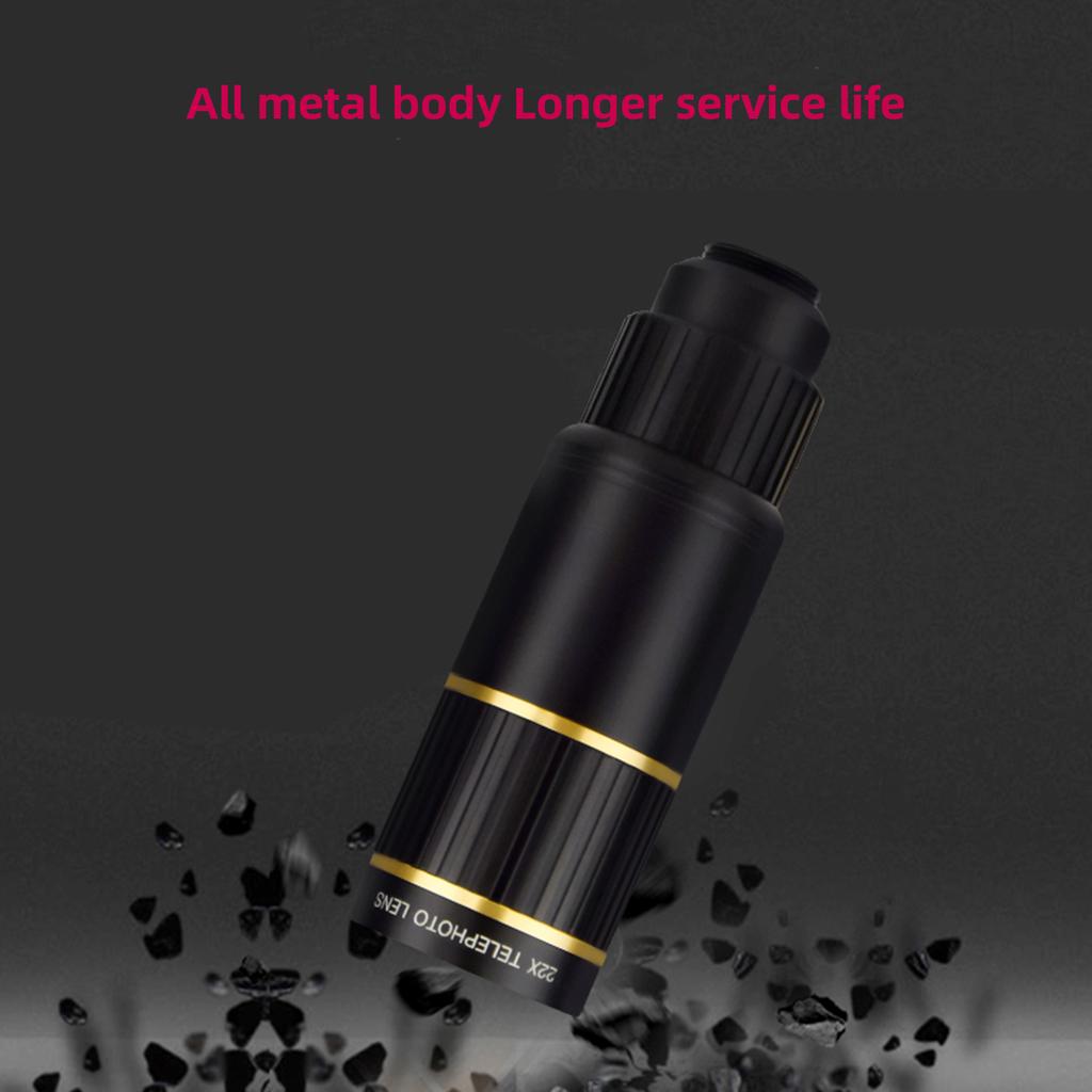 22X Phone Telephoto Lens Kit with Phone Holder Lens Clip Eyecap Cleaning Cloth Mini Tripod for