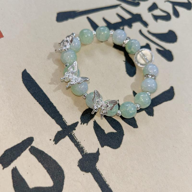 Корейский сладкий браслет из бусин с подвеской в виде бабочки, браслет из бисера, браслет с подвесками, ювелирные изделия для девочек, аксессуары для вечеринок