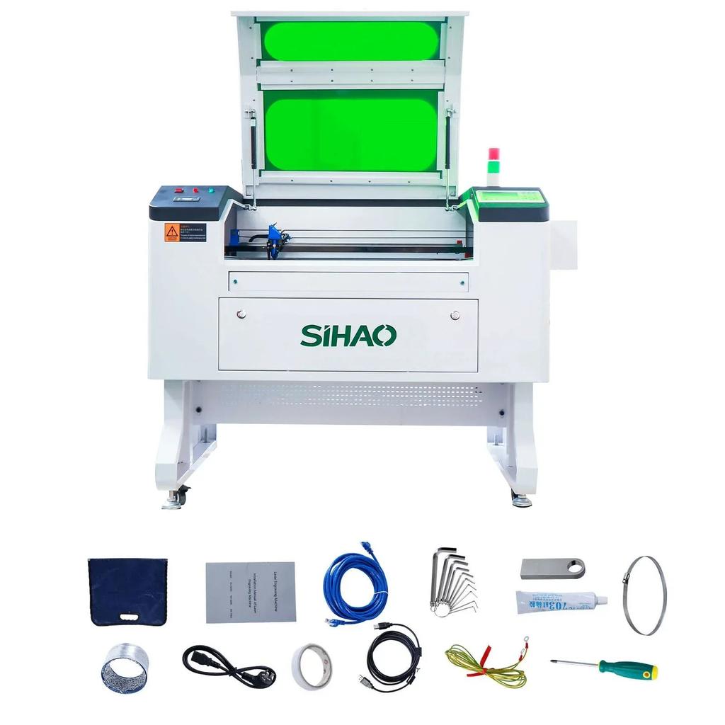 SIHAO Ruida CO2 Laser Engraver 100W Laser Engraving Cutter Machine 700x500mm AutoFocus with Chiller Reci Laser Tube Accessories