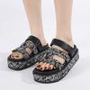 Printing Design Open-toed Punk Flat-soled Sandals Thick-soled Breathable Non-slip New Trend Comfortable Women's Shoes