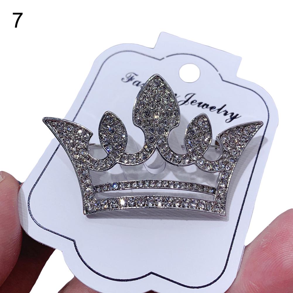 Diamonding Jewelry Crown Shape Crystal Stone Faux Pearl Lapel Brooch Pin Suit Collar Badge
