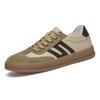 New Shoes for Men Genuine Leather Casual Shoes Fashion Striped Flat Skateboard Shoes Youth Trend Lace-up Sneaker