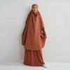 Мусульманские комплекты из двух предметов, одежда для молитвы, рубашки с длинными рукавами и капюшоном, хиджаб, свободные макси-юбки с эластичной резинкой на талии, женские комплекты Абая