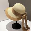 WTEMPO Women's Mesh Bow Retro Elegant Large Brim Foldable Sun Straw Hats Solid Color Casual Versatile Summer Sunscreen Beach Hats