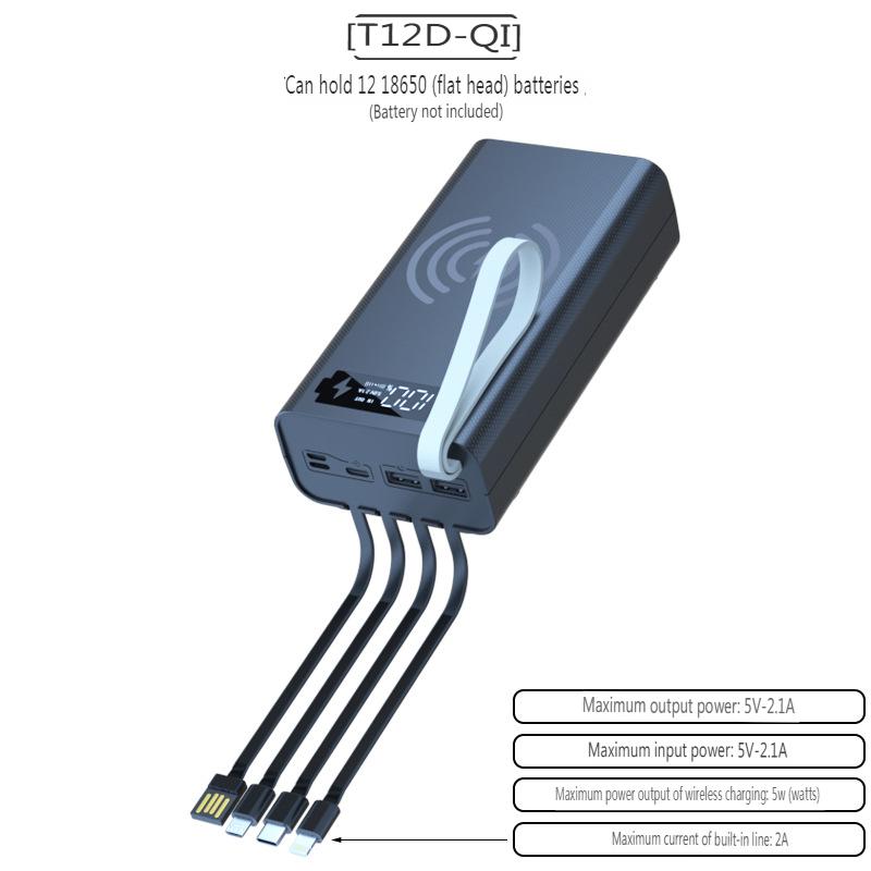 T12D 18650 DIY Power Bank Base с кабелем Micro USB Type C, фонариком, чехлом для быстрого Power Bank 18650, держателем для аккумулятора, зарядным устройством