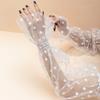 Summer Women White Black Dot Lace Long Tulle Arm Sleeve Gloves Sexy Anti-UV Mesh Cycling Driving Gloves Arm Cover Gloves