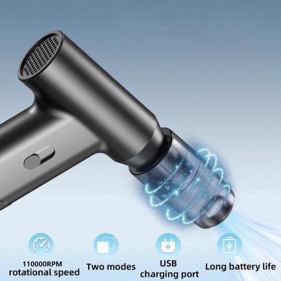 Электрическая щетка-пылесос 110000 об/мин Высокоскоростная Регулируемая Компактный дизайн Портативный Перезаряжаемый Воздуходувка Пылесос