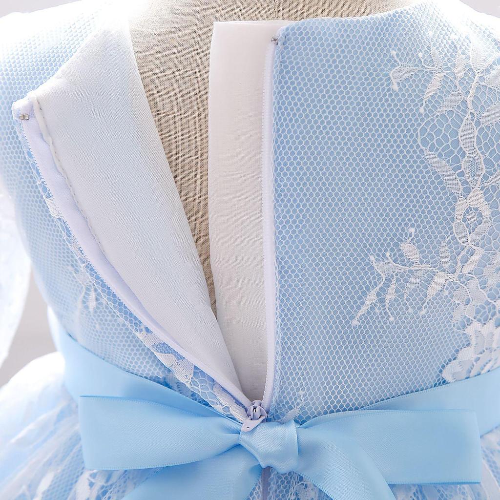 Платье подружки невесты с большим бантом для девочек на крестины 1 года, платье принцессы на день рождения, костюм, вечернее свадебное платье с короткими рукавами