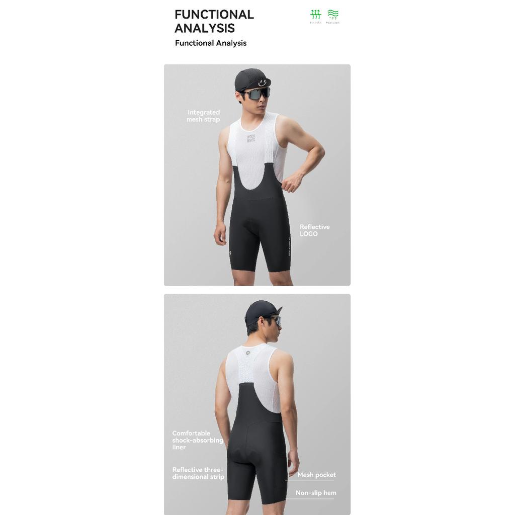 ROCKBROS Cycling Bib Shorts Seamless Men Cycling Shorts 6H 500KM Ride Summer MTB Road Shorts Buffer Zone Bicycle Tights