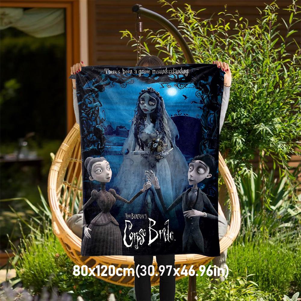 1pc Corpse BrideOutdoor Flannel Blanket Soft Plush Decor for Picnics, camping,Bedroom, Playroom, or Lunch Breakn1136A