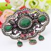 Elegant Round Floral Brooch for Ladies Ethnic Coffee Corsage Brides Wedding Jewelry Bohemian Brooch