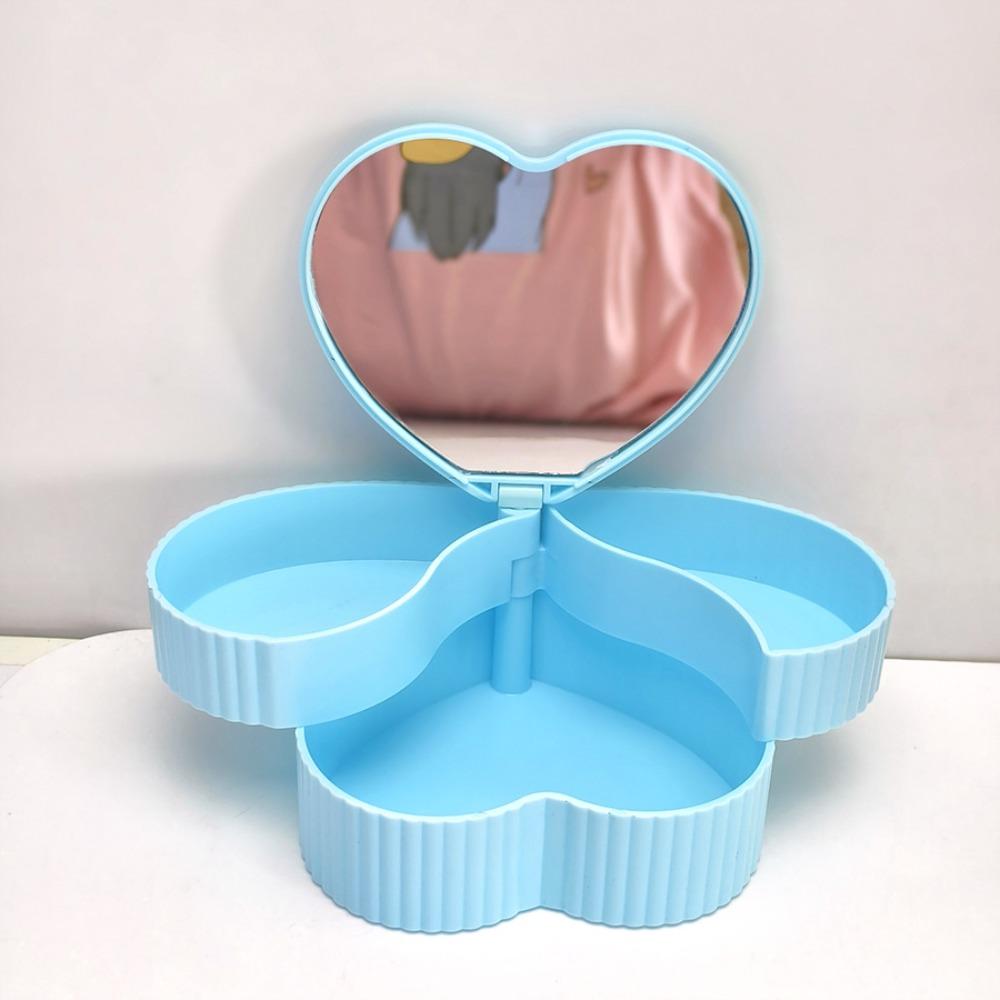 Rotating Heart Shape Jewelry Boxes Double Layer Jewelry Storage Boxes Jewelry Organizer Gift Box