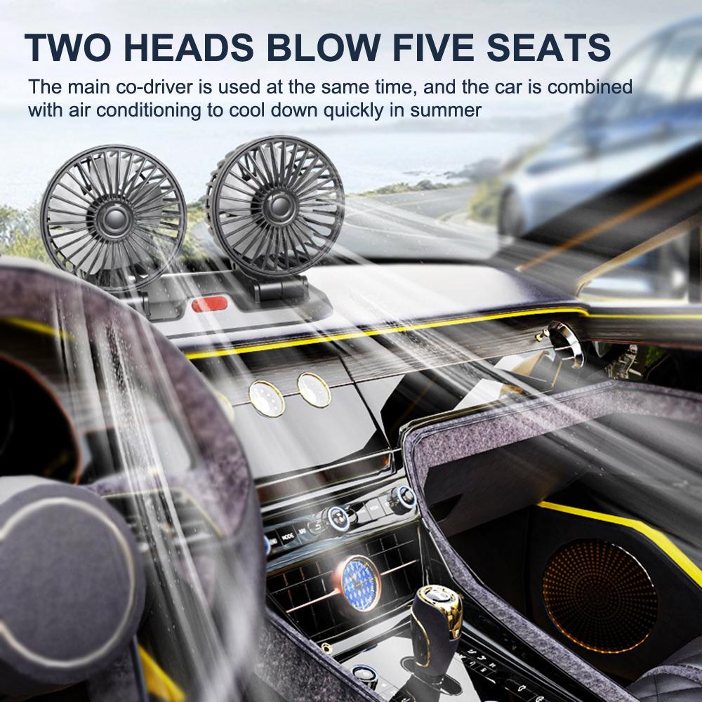 5V 12V 24V Car Fan Cooling Car Fan Dual Head Usb Car Fan 2 Speeds Multifunctional Temporary Parking Card Auto Vehicles fan